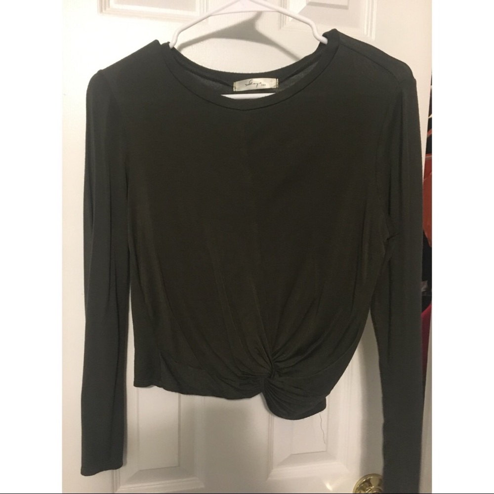 Ark Olive Green twist front crop top